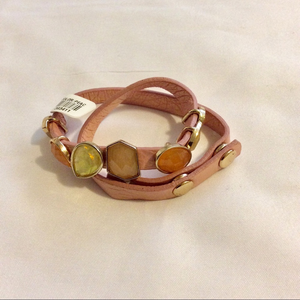 🎀 Peach Jeweled Wrap Around Bracelet